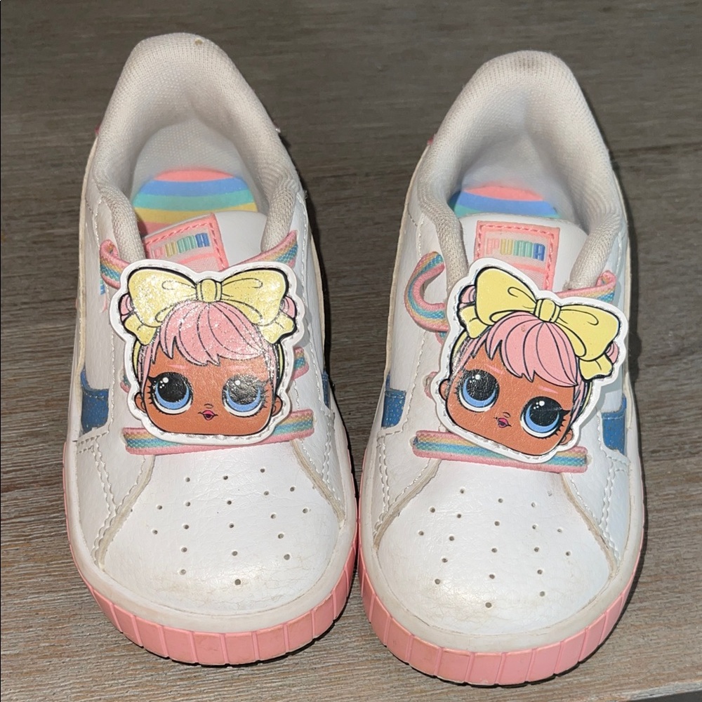 Puma Kids White and Pink LOL Cartoon Sneakers
